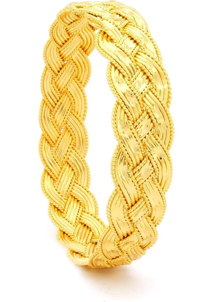 Altın Kaplama Kalın Işıltılı Örgü Bilezik BLZ-3093