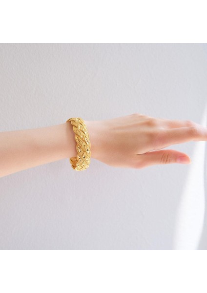 Altın Kaplama Kalın Işıltılı Örgü Bilezik BLZ-3093 fiyatları