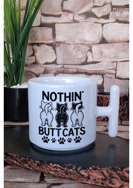 Kedi Komik Esprili Kedi Sahibi Sevimli Hediyelik Baskılı T Kulplu Latte Fincanı Kupa Bardak