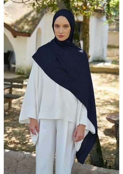 Welness Logo Desen Şal 01103025-LACIVERT