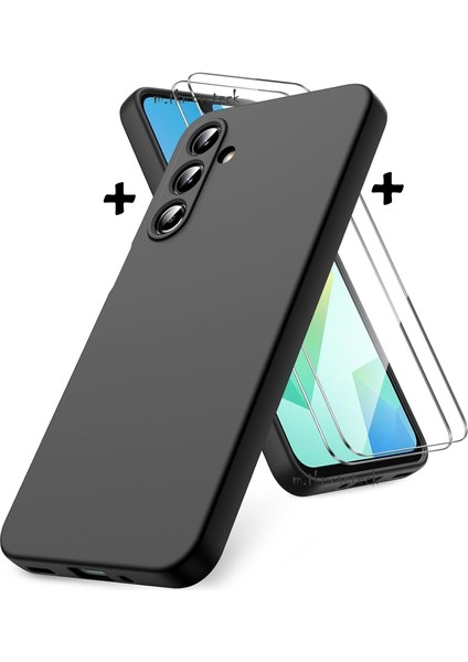 Samsung Galaxy A17 Kılıf Kamera Korumalı Renkli Yumuşak Mat Silikon + 9h Ekran Koruyucu Cam Set 2in1