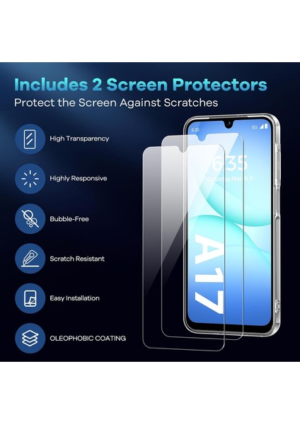 Samsung Galaxy A17 Kılıf Kamera Korumalı Renkli Yumuşak Mat Silikon + 9h Ekran Koruyucu Cam Set 2in1 fiyatları