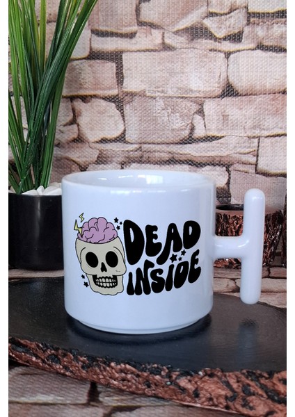 I'm Dead Inside Içsel Boşluk Komik Hediyelik Baskılı T Kulplu Latte Fincanı Kupa Bardak