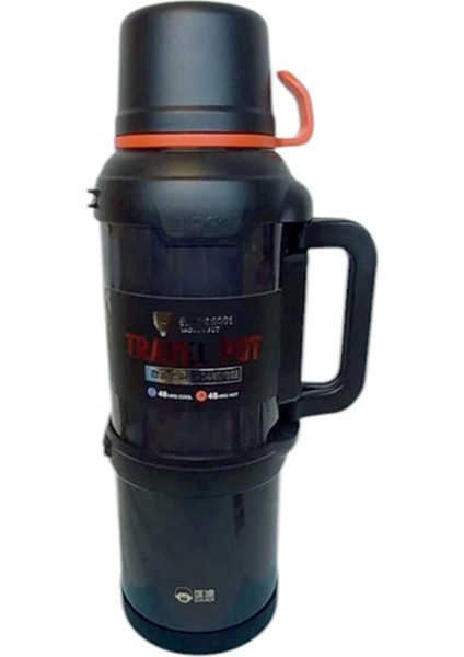 4lt Çelik Termos Kampçı Termosu Siyah