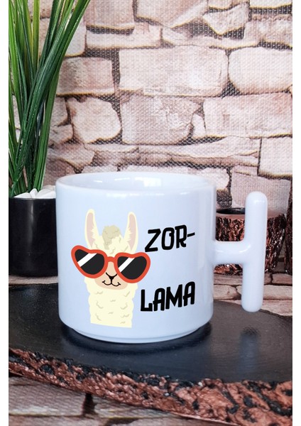 Zorlama-Lama Baskılı Eğlenceli Komik Hediyelik T Kulplu Latte Fincanı Kupa Bardak