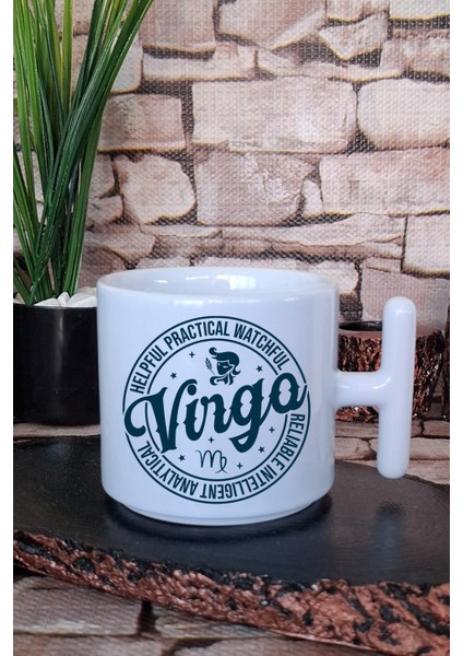 Virgo Traits Baskılı Başak Burcu Hediyelik Baskılı T Kulplu Latte Fincanı Kupa Bardak
