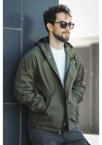 Barky Suya Dayanaklı Fermuar Detaylı Astarlı Erkek Kapüşonlu Mevsimlik Mont Yağmurluk fiyatları