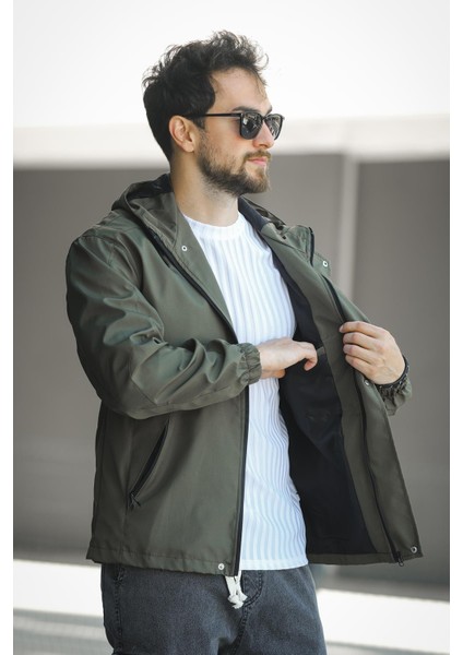 Barky Suya Dayanaklı Fermuar Detaylı Astarlı Erkek Kapüşonlu Mevsimlik Mont Yağmurluk modelleri