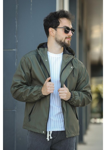 Barky Suya Dayanaklı Fermuar Detaylı Astarlı Erkek Kapüşonlu Mevsimlik Mont Yağmurluk fırsatları