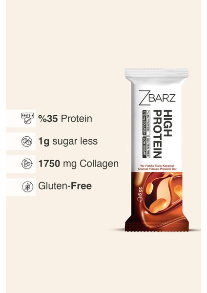 Yüksek Protein Bar Yer Fıstık & Tuzlu Karamel 35G (8 Adet) fiyatları
