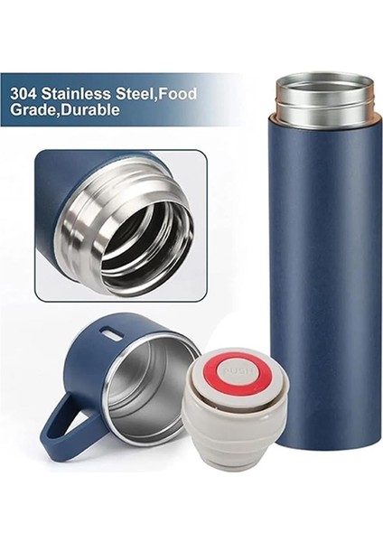 Kişiselleştirilebilir 3 Bardaklı Çelik Termos 05 Lt Mavi modelleri