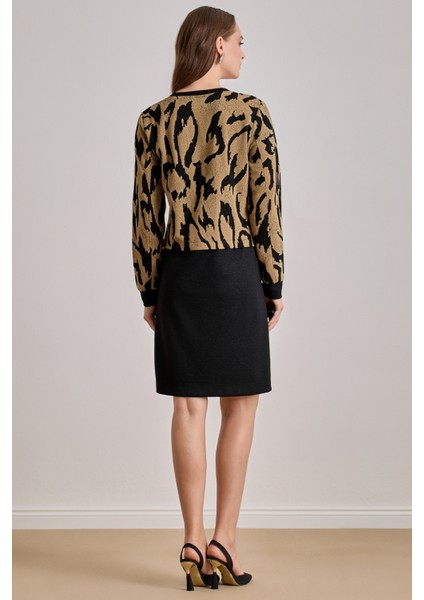 Diz Boy Çok Renkli Jakarlı Elbise fiyatları