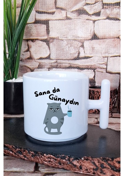 Kalpte Love Baskılı Hediyelik T Kulplu Latte Fincanı Kupa Bardak