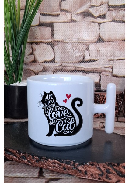 Kedi Komik Esprili Kedisever Kedi Sahibi Akıllıca Hediye Baskılı T Kulplu Latte Fincanı Kupa Bardak