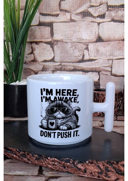 Kedi Komik Esprili Kedisever Lezzet Düşkünü Hediye Baskılı T Kulplu Latte Fincanı Kupa Bardak