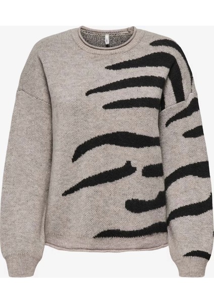 15366517 0 Yaka Kadin Triko - Kahve Siyah