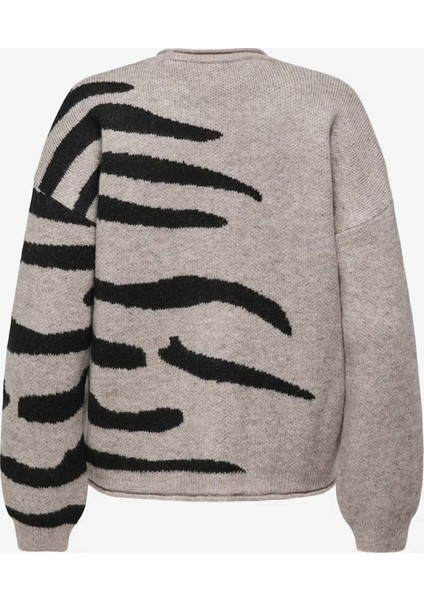 15366517 0 Yaka Kadin Triko - Kahve Siyah