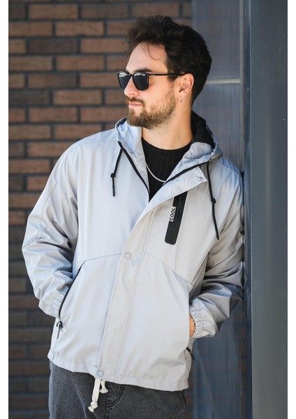 Barky Suya Dayanaklı Fermuar Detaylı Astarlı Erkek Kapüşonlu Mevsimlik Mont Yağmurluk