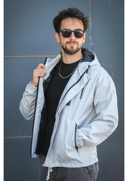 Barky Suya Dayanaklı Fermuar Detaylı Astarlı Erkek Kapüşonlu Mevsimlik Mont Yağmurluk fırsatları