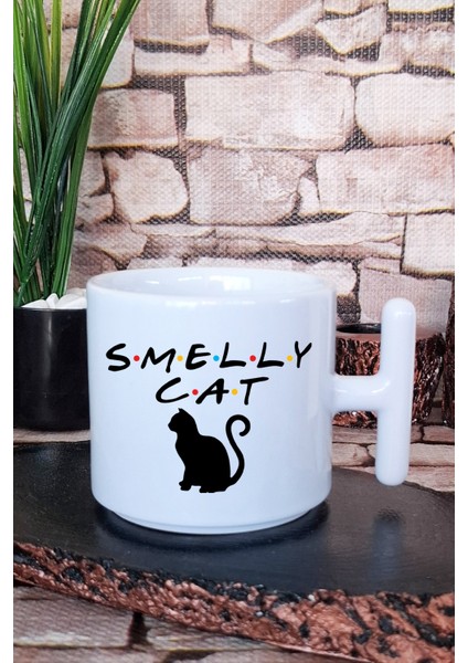 Smelly Cat Phoebe Friends Baskılı T Kulplu Latte Fincanı Kupa Bardak