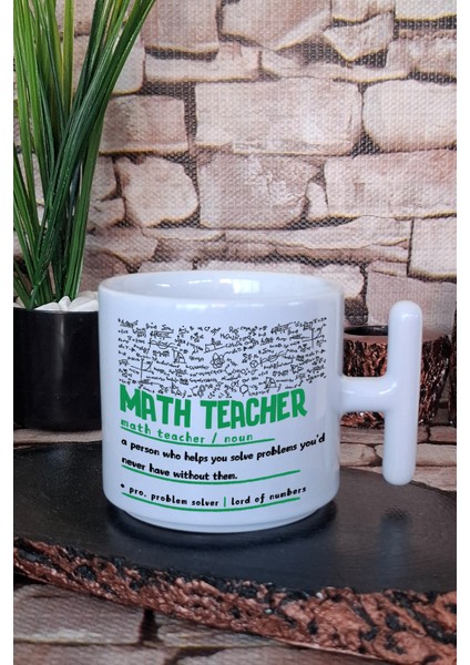 Math Teacher Noun Baskılı Matematik Öğretmeni T Kulplu Latte Fincanı Kupa Bardak