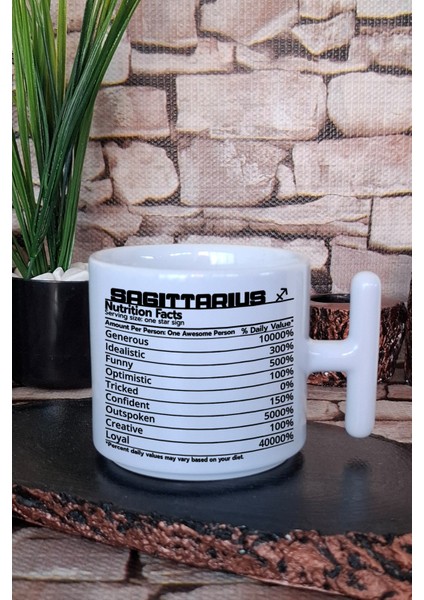 Yay Burcu Sagittarius Nutrition Facts Hediyelik Baskılı T Kulplu Latte Fincanı Kupa Bardak