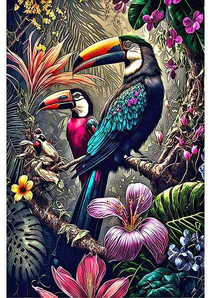 Sanatsal Papağanlar Ev Duvar Salon Güzellik Salonu Ofis Dükkan Dekarasyon Kanvas Tablo fiyatları