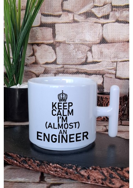 Keep Calm I'm Almost An Engineer Komik Mühendis Hediye Baskılı T Kulplu Latte Fincanı Kupa Bardak