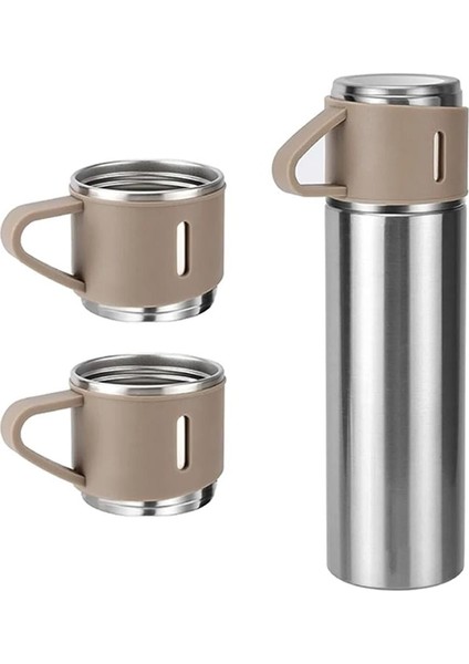 Kişiselleştirilebilir 3 Bardaklı Çelik Termos 05 Lt Crom fiyatları