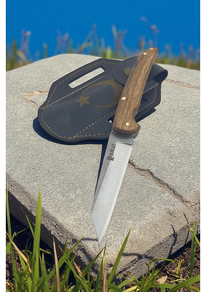 Isme Özel Kamp Uzak Doğu Seri Çakı 22 cm Outdoor Bıçak Paslanmaz Çelik Deri Kılıflı