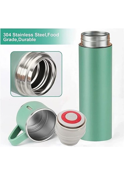 Kişiselleştirilebilir 3 Bardaklı Çelik Termos 05 Lt Yeşil modelleri