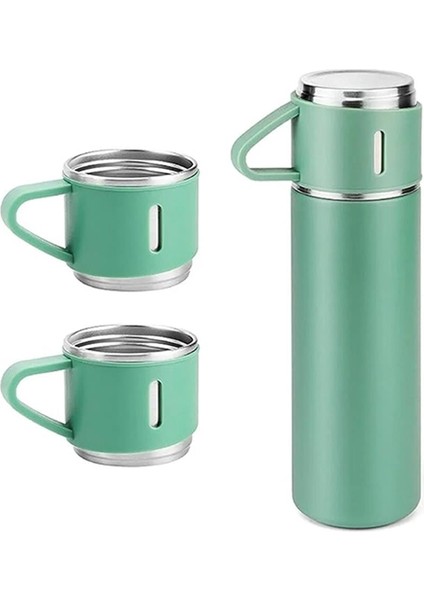 Kişiselleştirilebilir 3 Bardaklı Çelik Termos 05 Lt Yeşil fırsatları