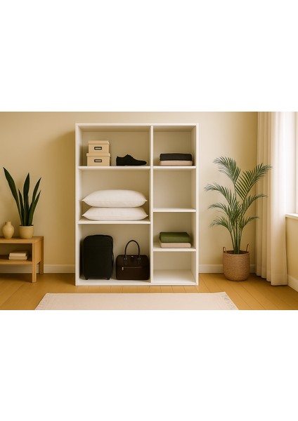 MDF 3 Kapaklı Yüklük Dolap | 180×135×50 cm | Beyaz – Modern Çok Amaçlı Gardrop fırsatları