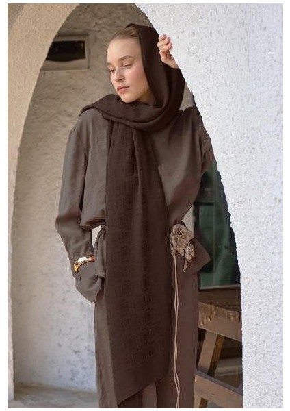 Welness Logo Desen Şal 01103025-ACI Kahve