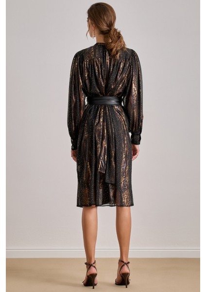 Dökümlü Siyah Şifon Elbise fiyatları