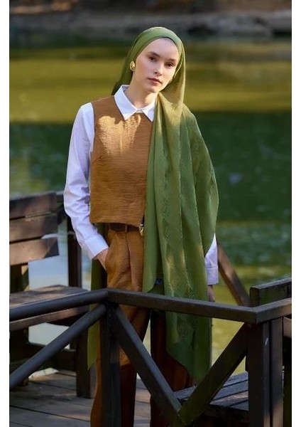 Welness Dama Monogram Desen Şal 01092025-YEŞIL