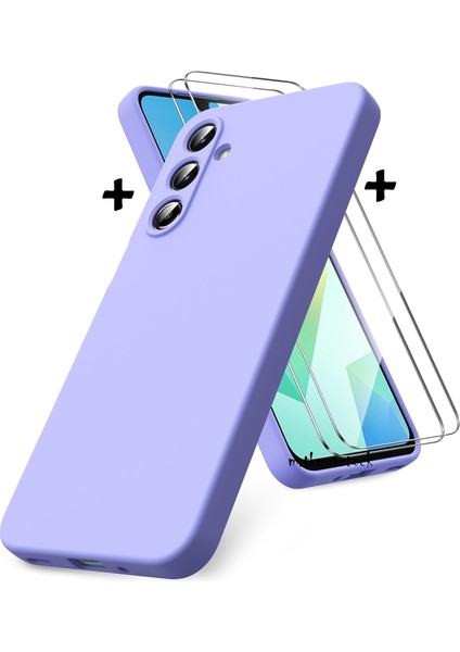 Samsung Galaxy A17 Kılıf Kamera Korumalı Renkli Yumuşak Mat Silikon + 9h Ekran Koruyucu Cam Set 2in1