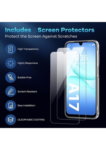Samsung Galaxy A17 Kılıf Kamera Korumalı Renkli Yumuşak Mat Silikon + 9h Ekran Koruyucu Cam Set 2in1 fiyatları
