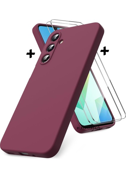 Samsung Galaxy A17 Kılıf Kamera Korumalı Renkli Yumuşak Mat Silikon + 9h Ekran Koruyucu Cam Set 2in1