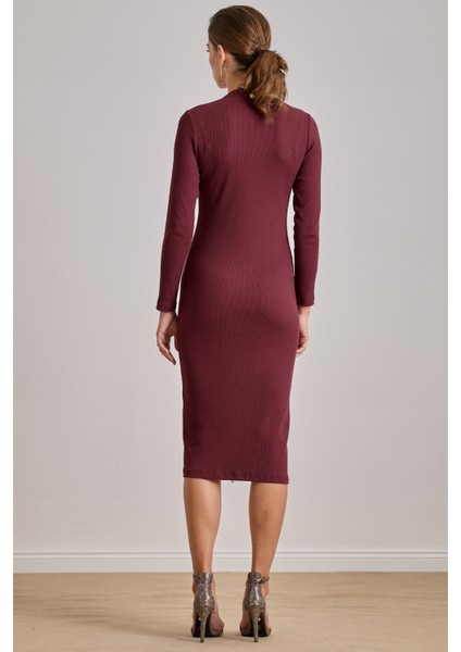 Midi Bordo Kaşkorse Elbise fiyatları