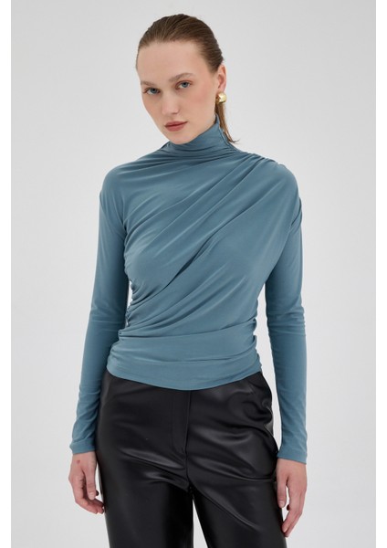 Su Yeşili Büzgü Detay Sandy Bluz 20059