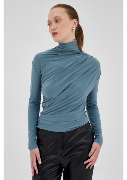 Su Yeşili Büzgü Detay Sandy Bluz 20059 fiyatları