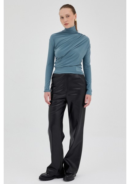 Su Yeşili Büzgü Detay Sandy Bluz 20059 modelleri