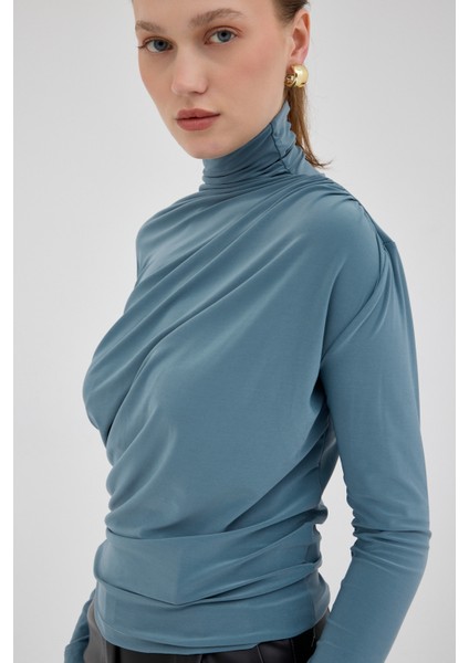 Su Yeşili Büzgü Detay Sandy Bluz 20059 fırsatları