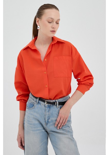 Orange Tek Cepli Oversize Gömlek 8158A