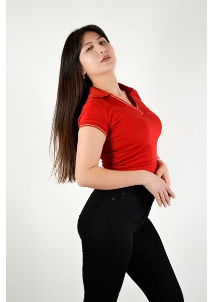 Polo Yaka Çizgi Detaylı Bluz modelleri