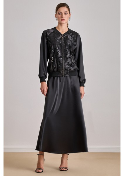 Bomber Siyah Brodeli Ceket modelleri