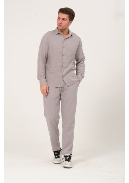 %100 Pamuk Müslin Kumaş Rahat Kesim Beli Lastikli Ön Çift Cep Yazlık Erkek Pantolon @acerra