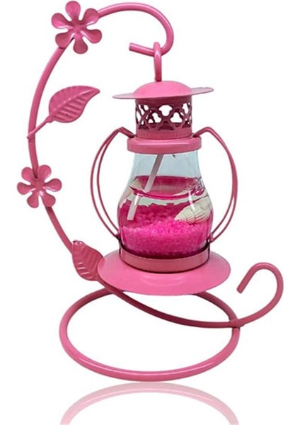 Dekoratif Jel Mum Fener Orta Boy Pembe