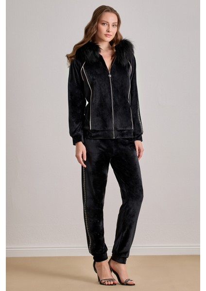 Spor Siyah Kadife Ceket